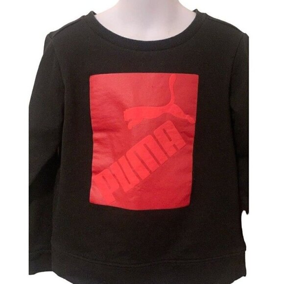 Puma Boys Sweatshirt Youth Size 6 Black Red Graphic Long Sleeve - Picture 1 of 9